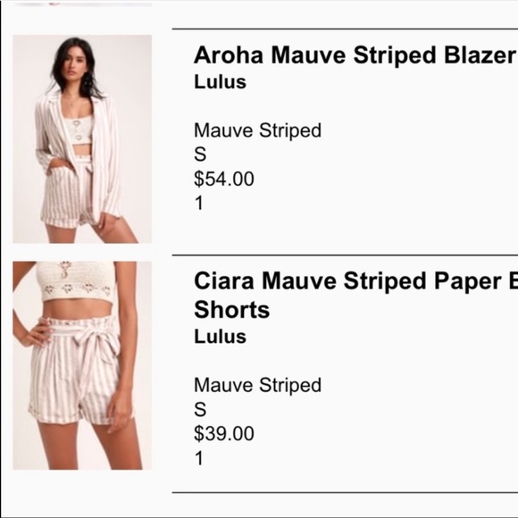 Lulu’s mauve Striped Blazer and Shorts Set - Picture 3 of 6